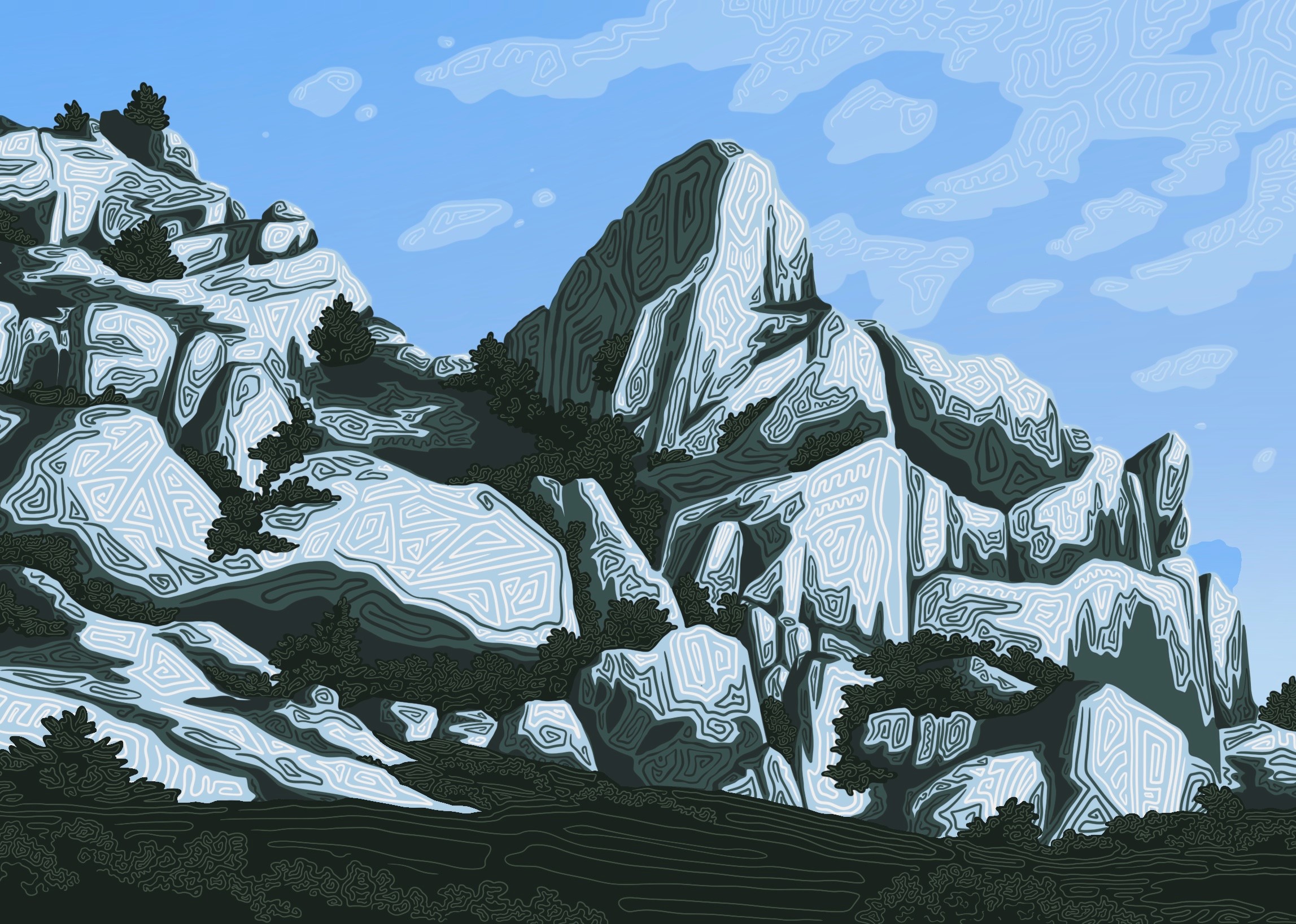 French Calanques Illustration